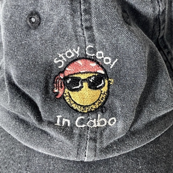 Vintage Stay Cool In Cabo Washed Black Embroidered Hat - Picture 2 of 9